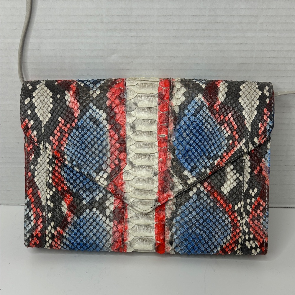 Carlos Falchi Vintage Couture Multicolor Python Skin Clutch Crossbody bag